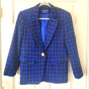 Vintage Purple and Blue Plaid Blazer